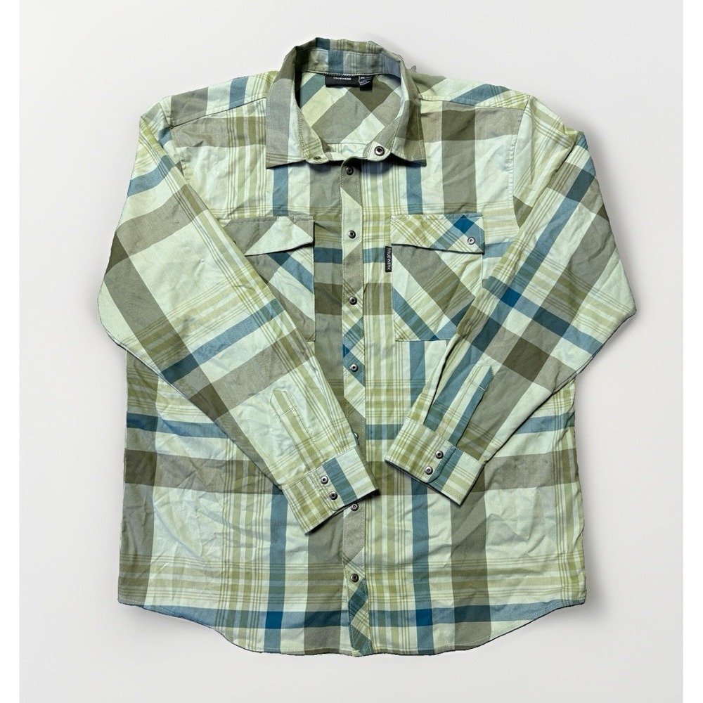 Truewerk Mens Tech Flannel Snap Shirt Size XL Brown Black Buffalo Plaid Workwear
